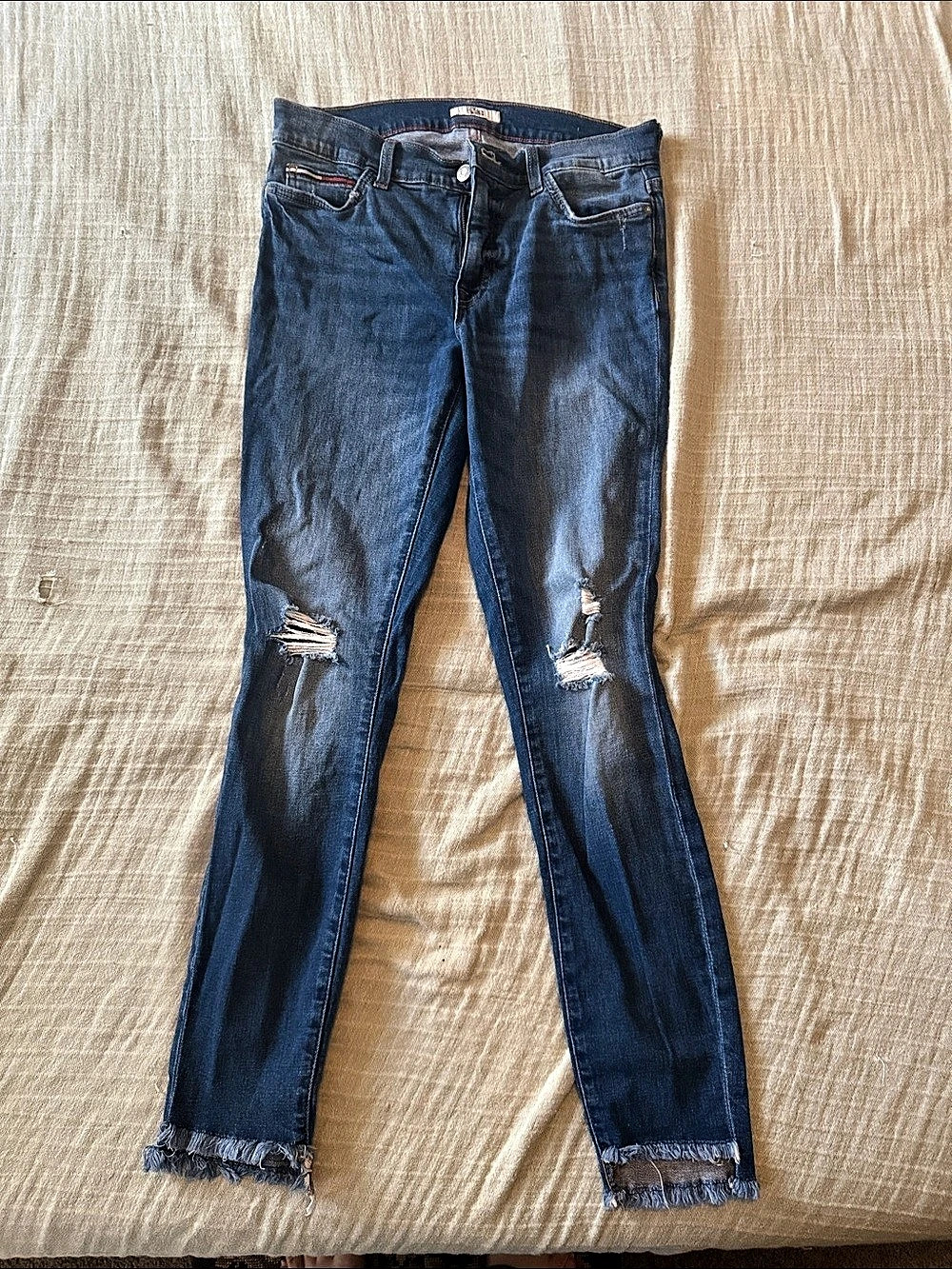 FRAME Skinny Jeans in Blue Waist 6